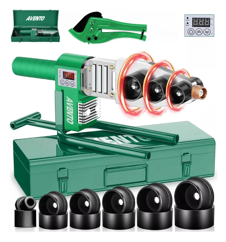 PPR Termofusora 20-63mm 1200w 220v Completa com Bocais e Tesoura - Digital